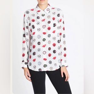 Equipment signature RACING POPPIES UNIQUE RARE SILK top Sz M price firm!